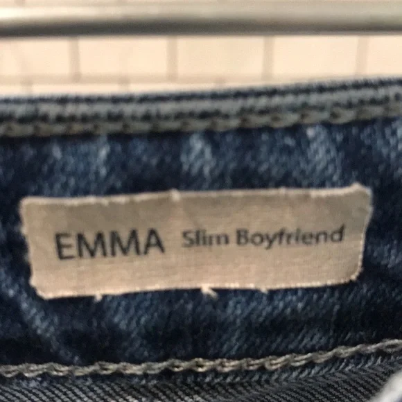 Mavis Boyfriend Jeans Womens 27 Blue Emma Raw Hem Caual Boho Designer Minimalist - Picture 3 of 11